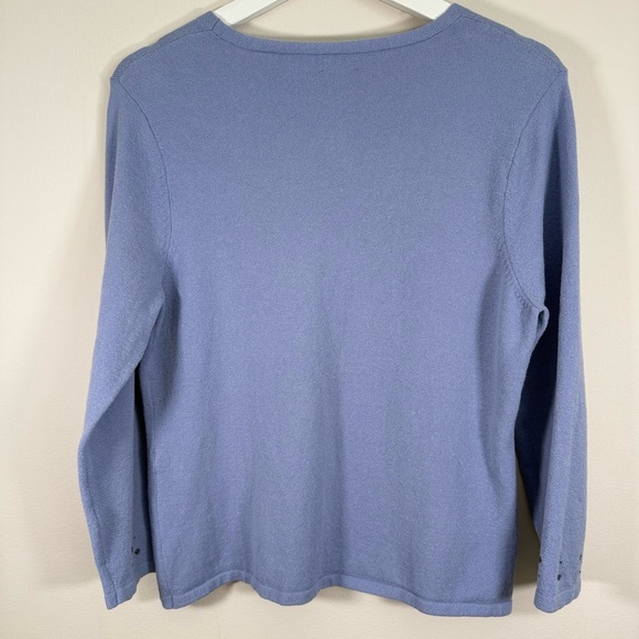 Sigrid Olsen Women’s Blue Knit Beaded Stretch Pullover V-Neck Sweater M - Picture 4 of 5